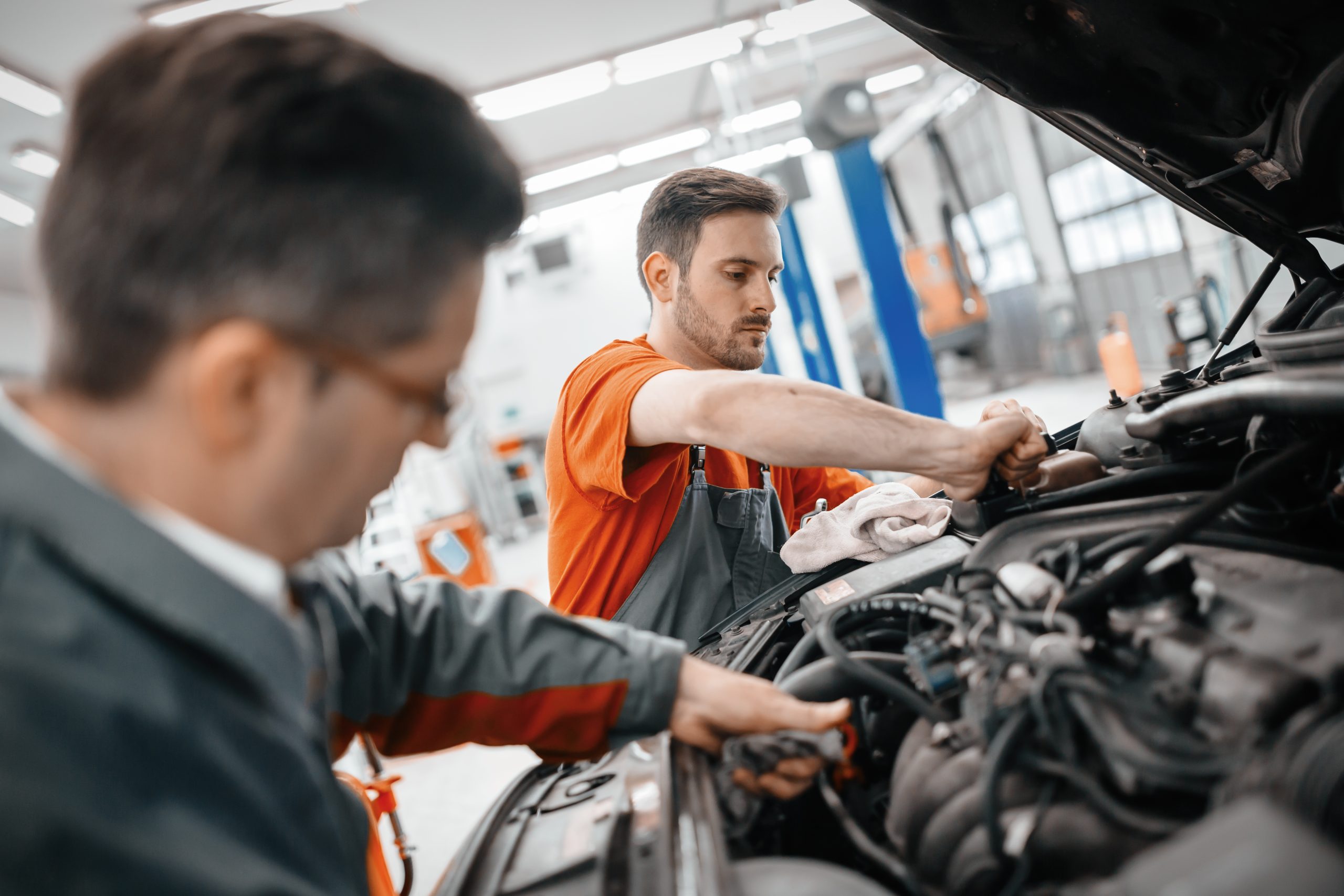 Vehicle maintenance service in repair shop